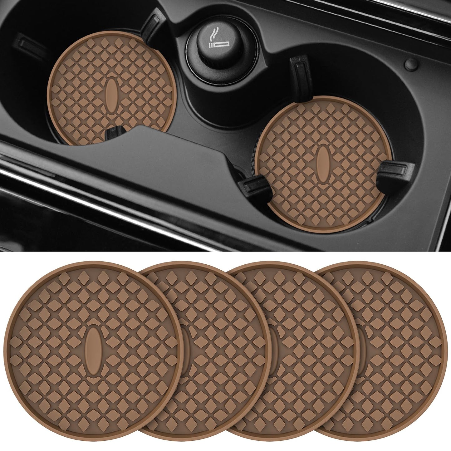 ME.FAN Car Cup Coasters [4 Pack] Silicone Car Coasters/Cup Mats, Non-Slip Recessed Car Interior Accessories Coffee
