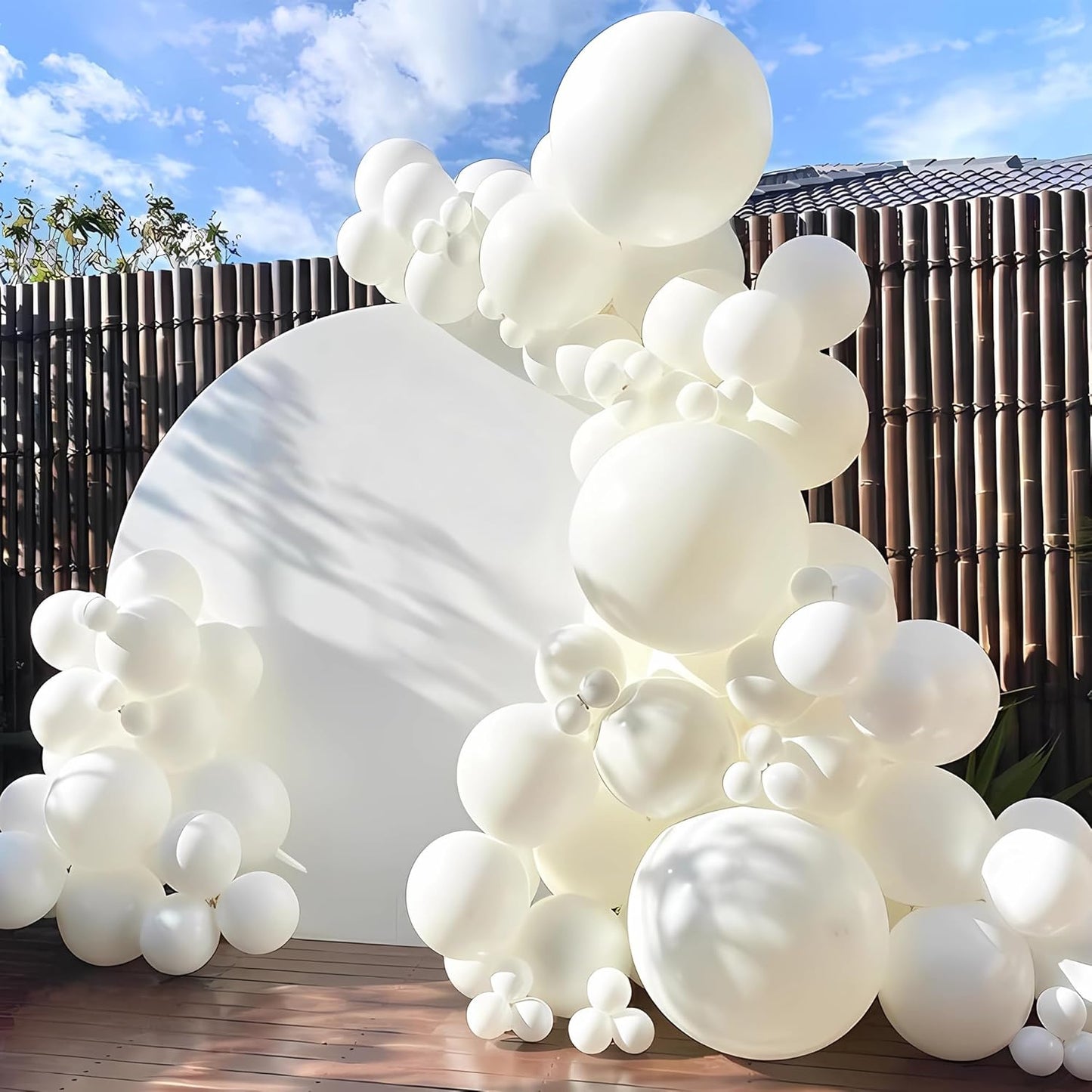 Skiennix White Latex Balloons - 200-Piece Garland Arch Kit for Birthday, Wedding & Baby Showers | 5-18 Inch Sizes