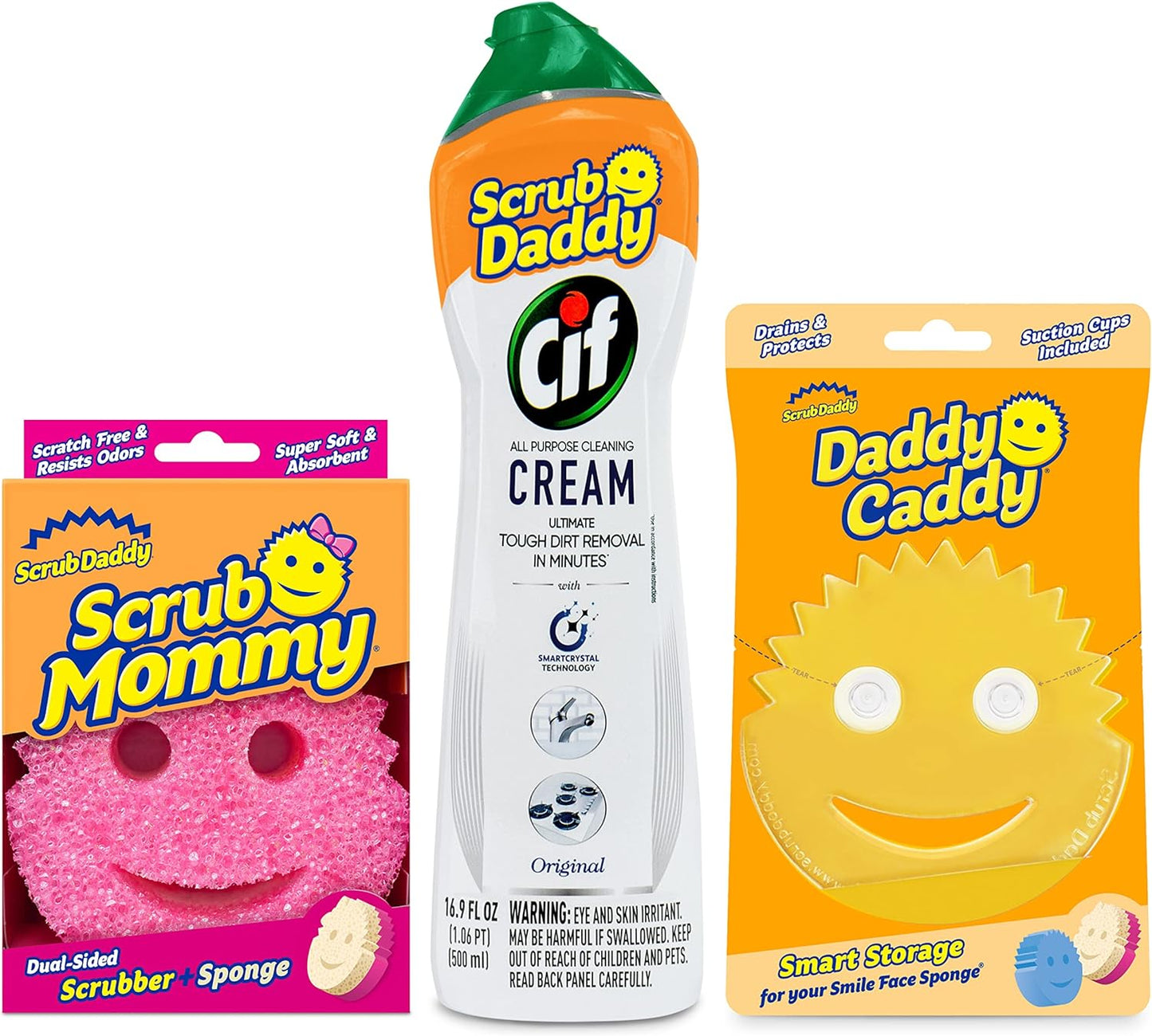 Scrub Daddy Scrub Mommy Kit - Scratch-Free Dual-Sided Kitchen & Bathroom Scrubber + Cif All Purpose Cleaner