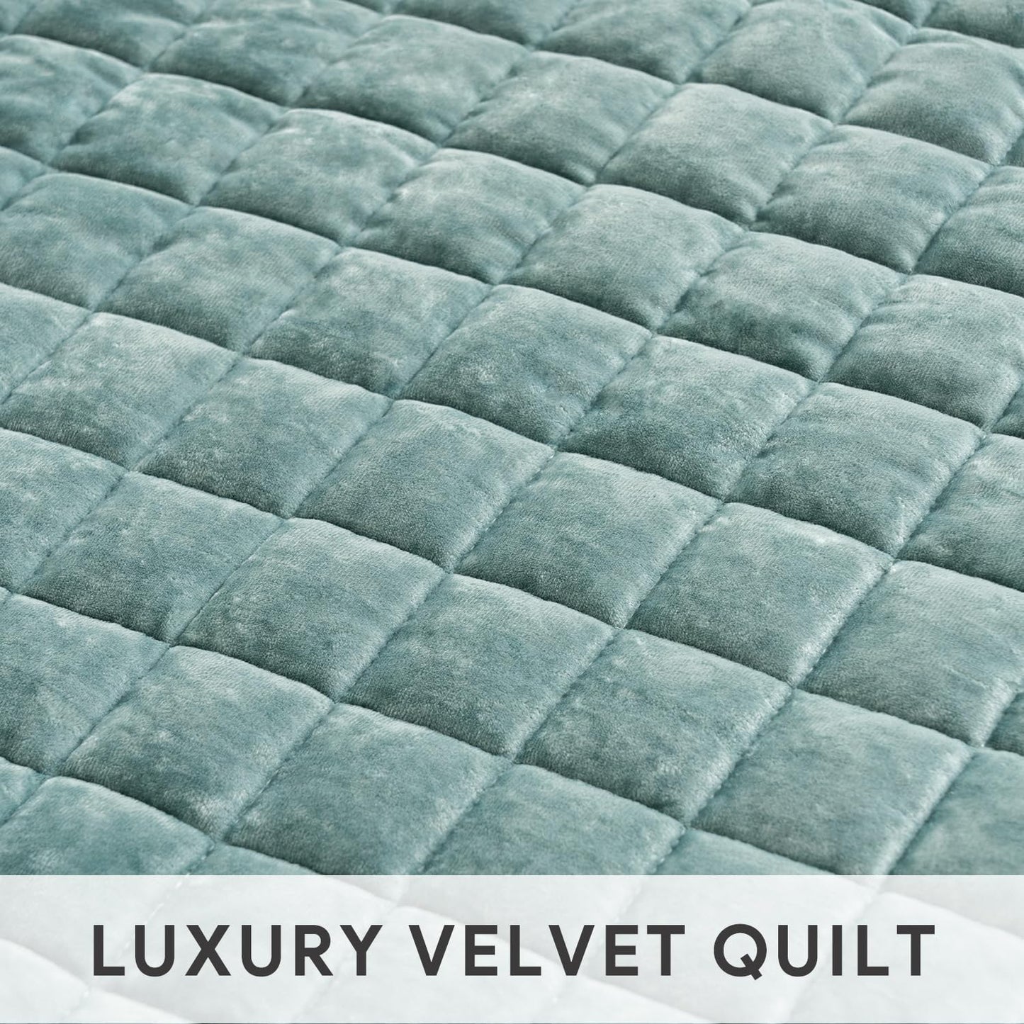 RECYCO Luxury Velvet Quilt Set - Lightweight Comforter for Twin/Twin XL Beds | Aqua Green, Includes 1 Pillow Sham