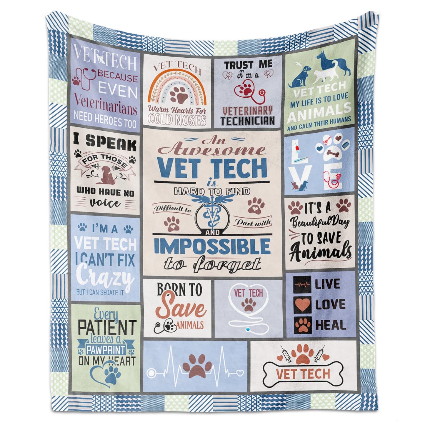 Paoeyty Vet Tech Gifts for Women, Appreciation Gifts for Veterinary Technician, Best Vet Tech Gift Blanket 60"X50", Veterinary Technician Week Gifts for Women, Staff/Corworker Presents