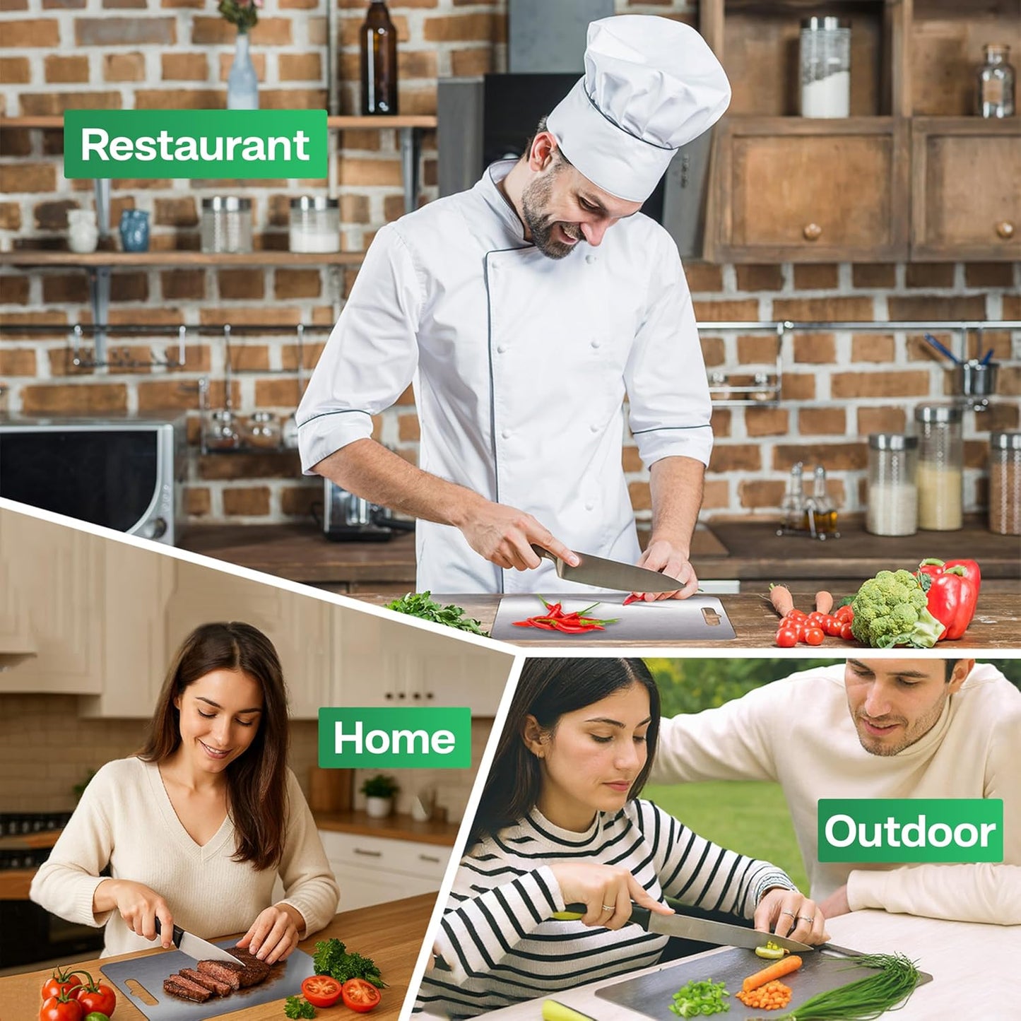 Stainless Steel Cutting Board - 304 Food Grade, Double-Sided Non-Toxic Design, Easy to Clean | 11.4" x 8"