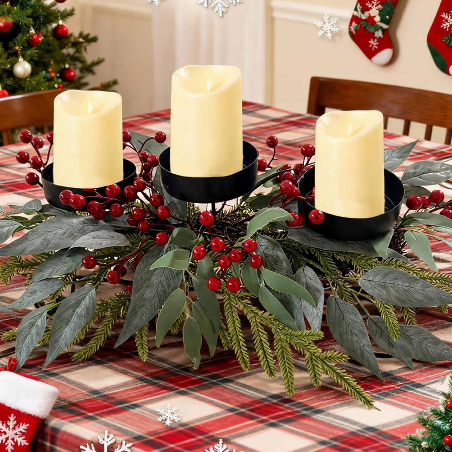 Regine Switzerland 22-Inch Christmas Candle Holder - Elegant 3-Tray Centerpiece for Holiday Decor