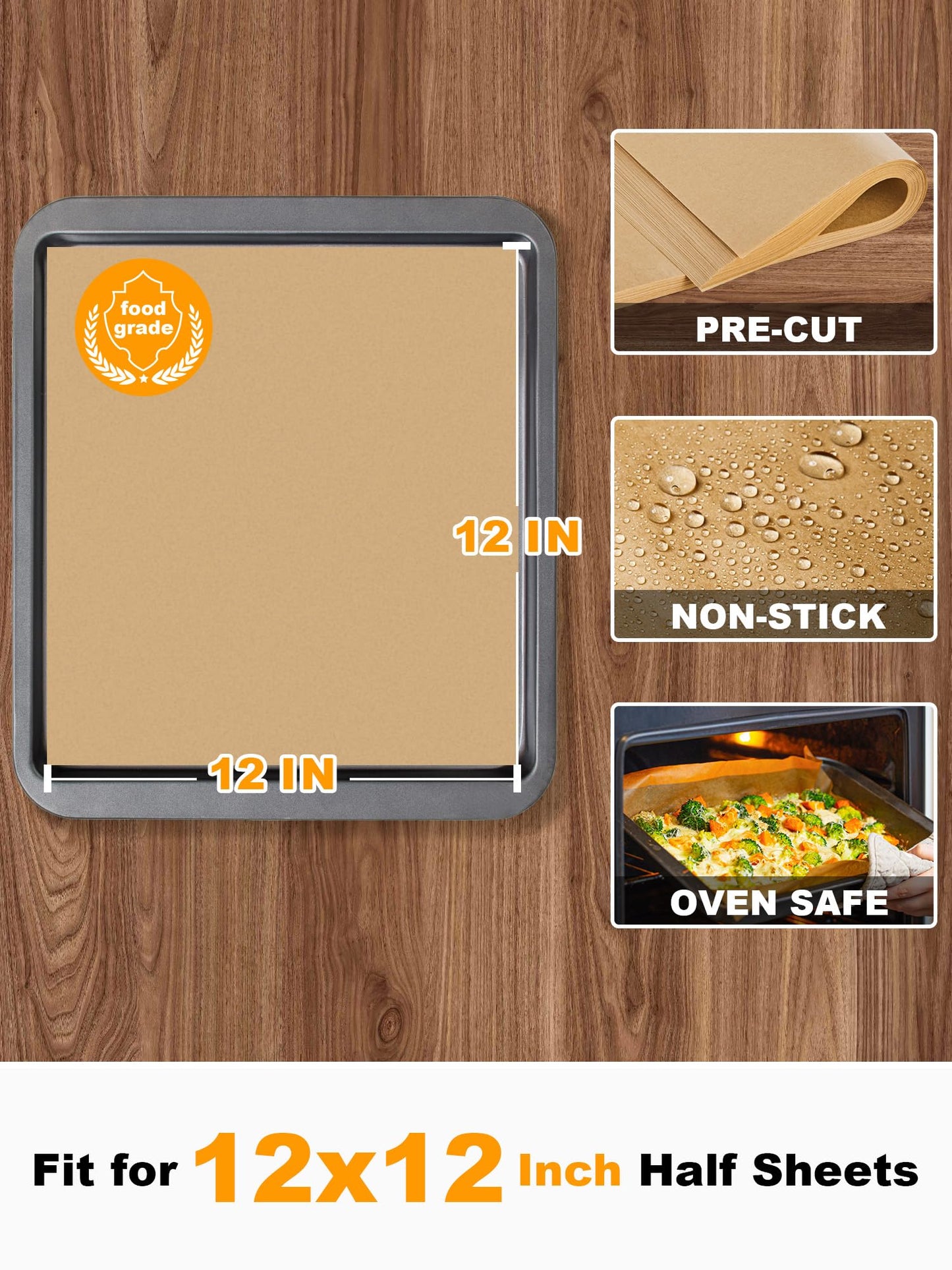 SMARTAKE 12x12 Inch Parchment Paper Sheets, 200Pcs Unbleached Parchment Paper for Baking, Non-Stick Precut Square Baking Paper, for Grilling Air Fryer Steaming Bread Cup Cake Cookie