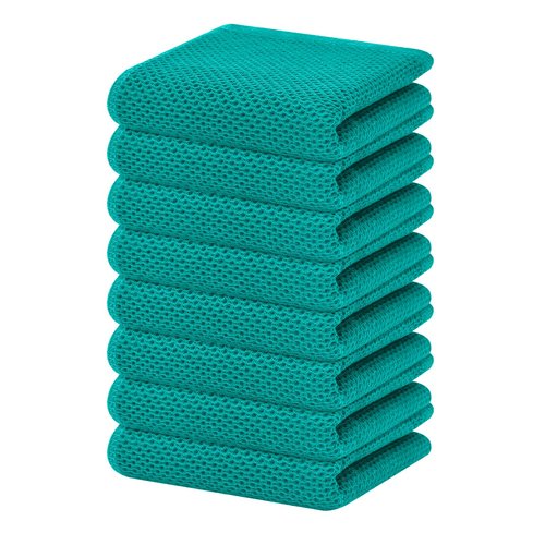 Homaxy 100% Cotton Waffle Weave Kitchen Dish Towels, Ultra Soft Absorbent Quick Drying Cleaning Towel, 13 x 28 Inches, 8-Pack, Teal