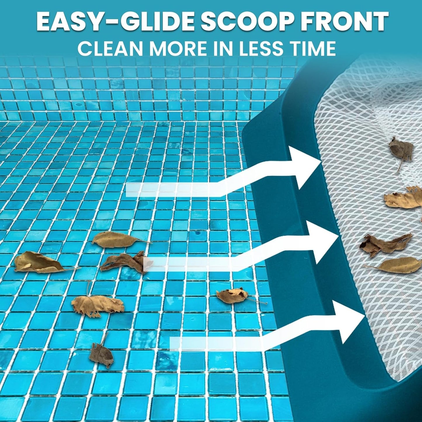 POOLWHALE Pool Skimmer Net - Extra Wide Leaf Rake with Fine Mesh for Efficient Pool Cleaning