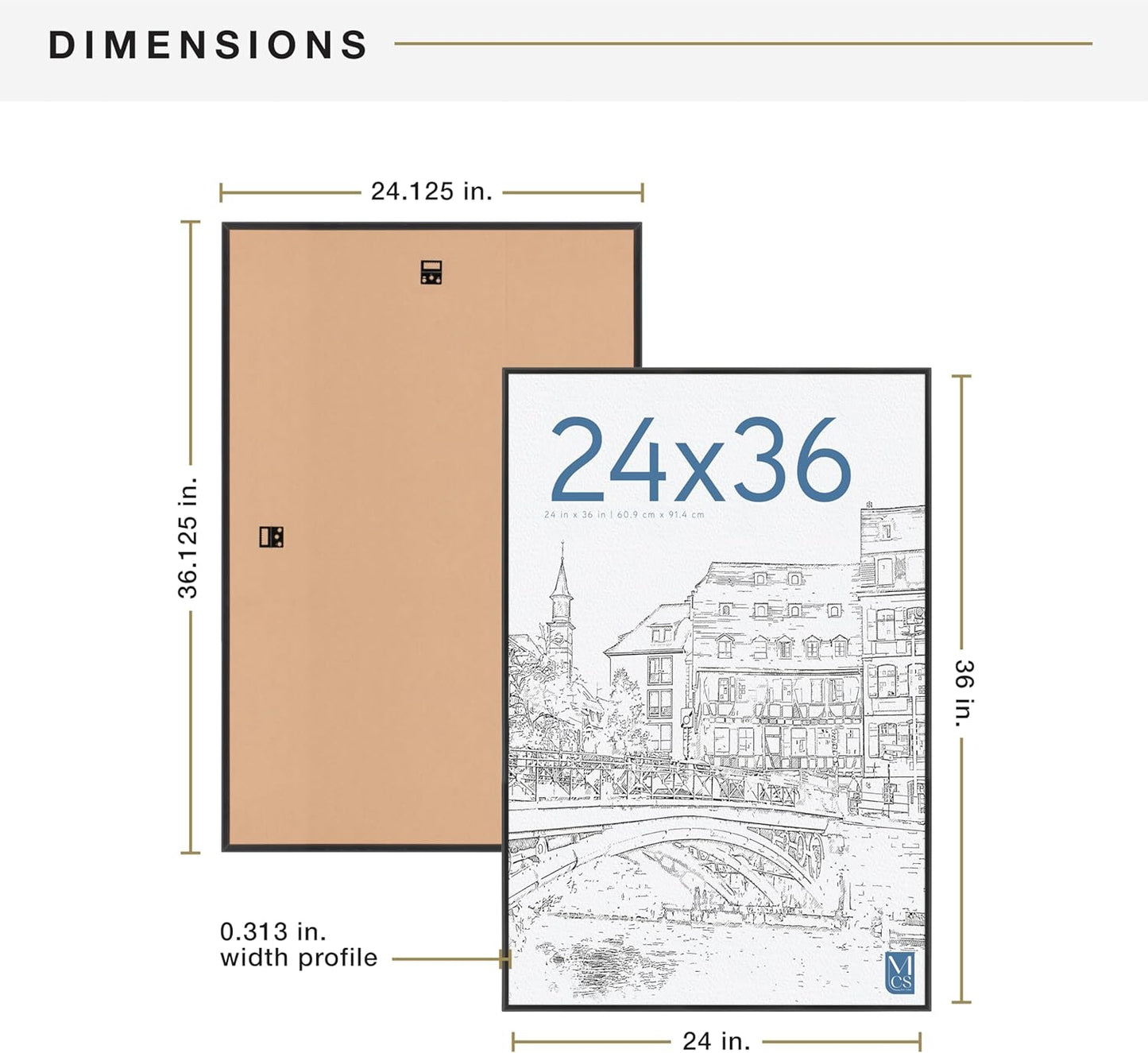 MCS Original Poster Frame - 24x36 Black Lightweight Vertical & Horizontal Picture Frame | 6-Pack for Art Prints & Gallery Walls