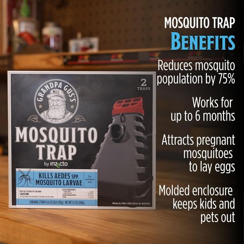 Grandpa Gus's Mosquito Trap - Water-Activated Bug Killer for Backyard & Patio | 2 Pack, 1,500 Sq Ft Coverage