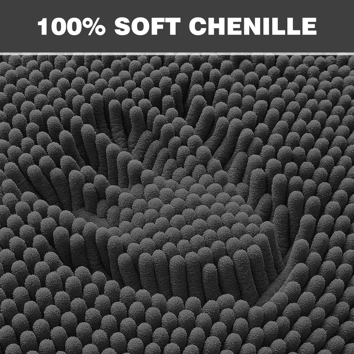 Skiennix Extra Soft Chenille Bathroom Rug - Quick Dry, Machine Washable, 23x15 Inches, PVC Backing