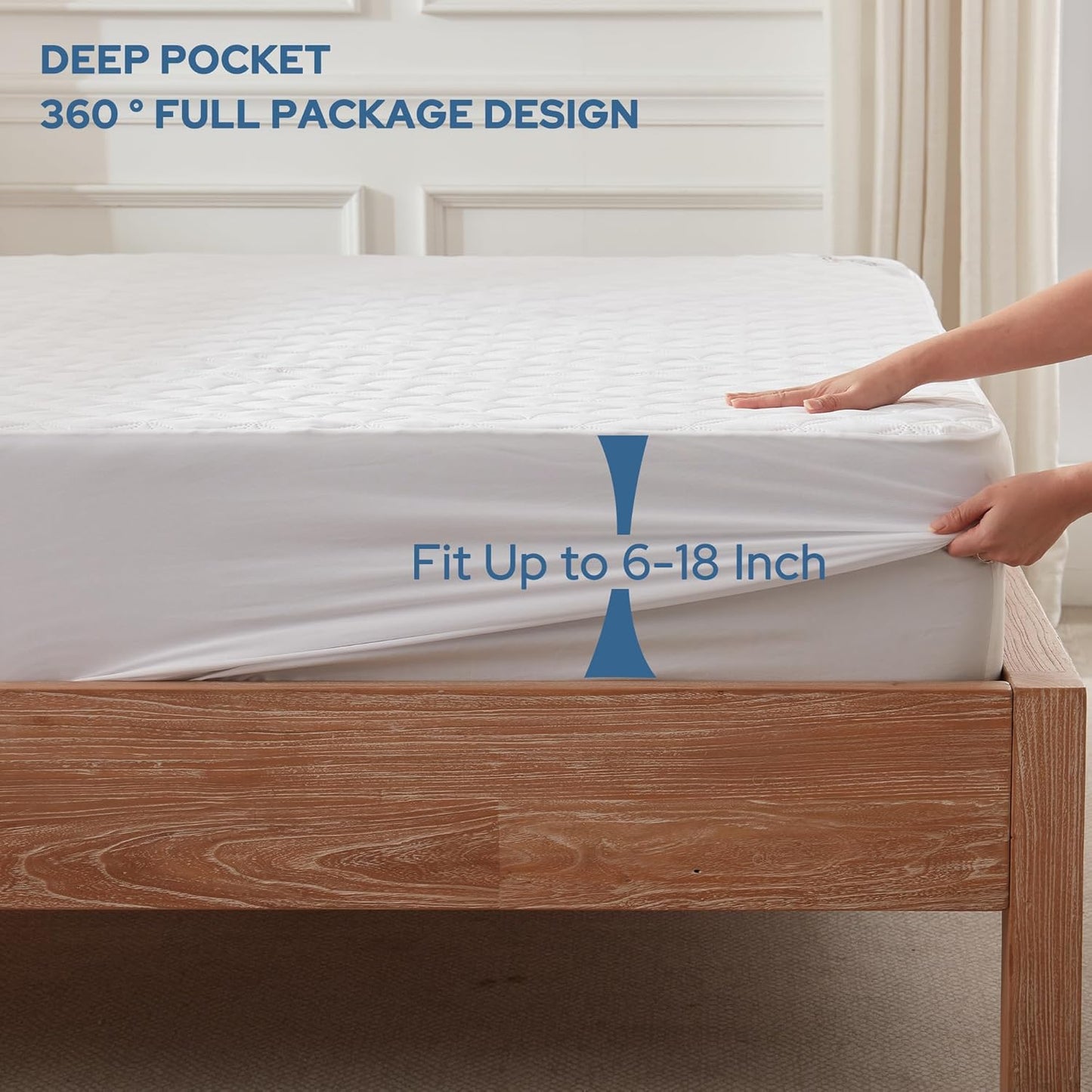 Skiennix Waterproof Mattress Protector - Noiseless Queen Size Pad with Deep Pocket | Soft & Washable