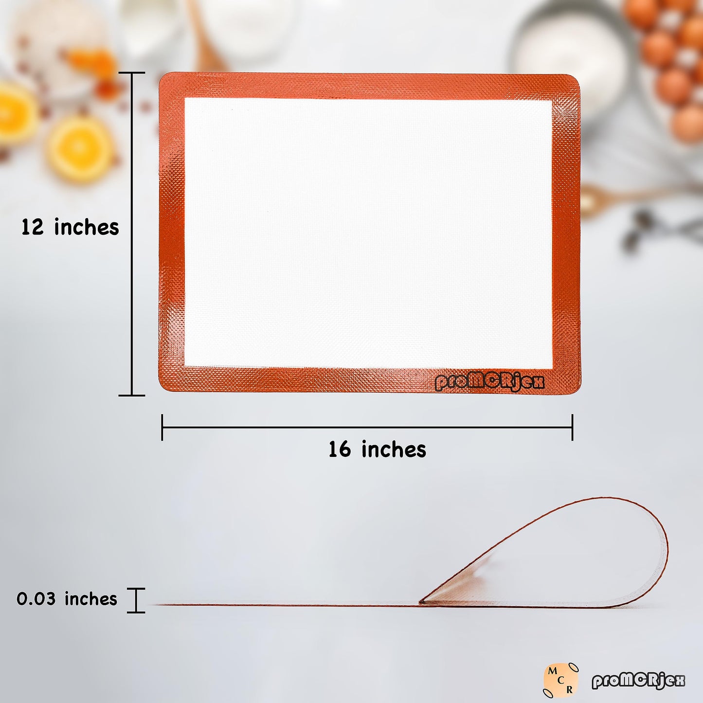 proMCRjex Silicone Baking Mats Half Sheet Non-Stick Cookie Sheet for Baking Silicon Baking Mat Set (12"x 16"Pack of 2)