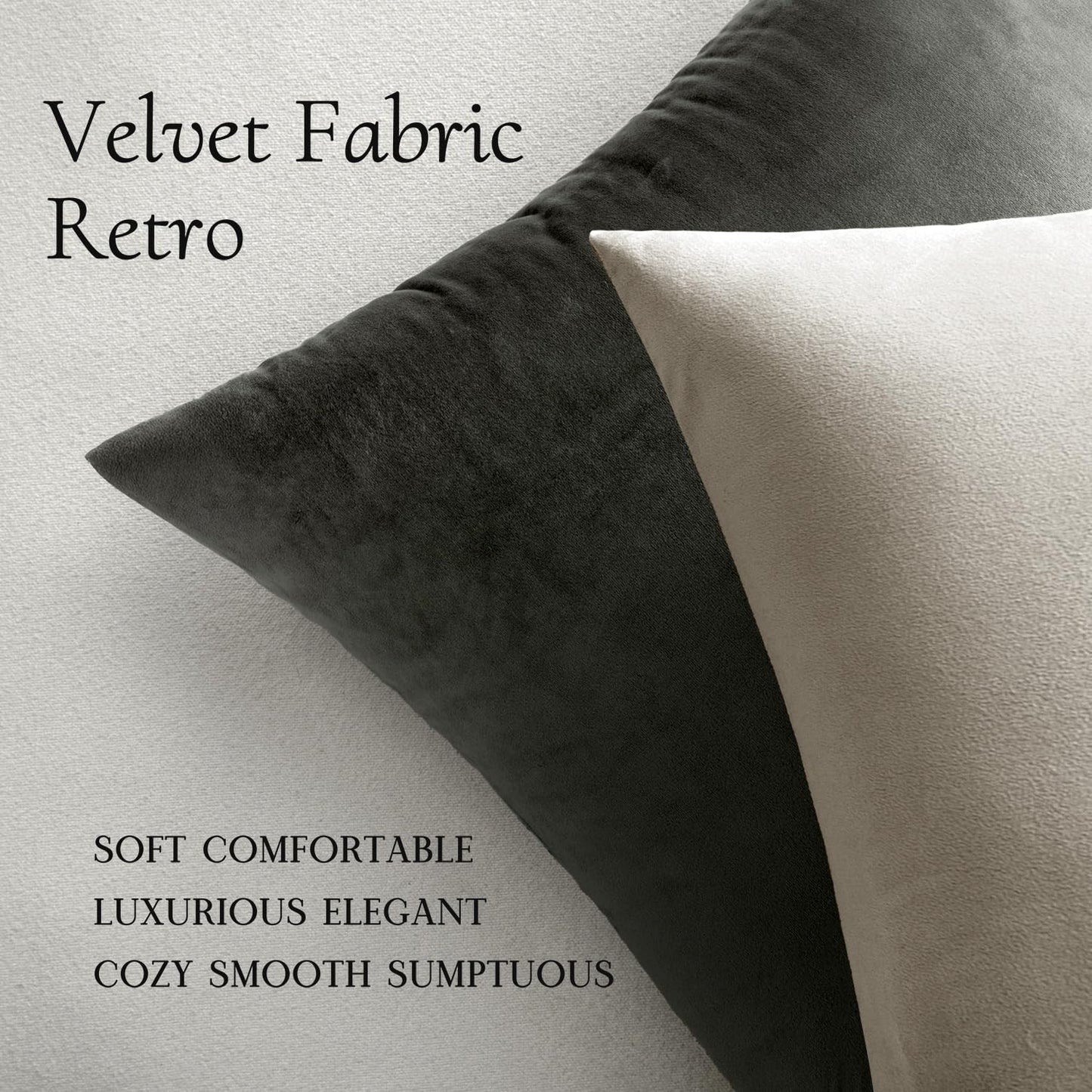 MIULEE Velvet Throw Pillow Covers - Soft Cream White Decorative Cushions, 12x12 Inch, Set of 2 for Modern Home Decor