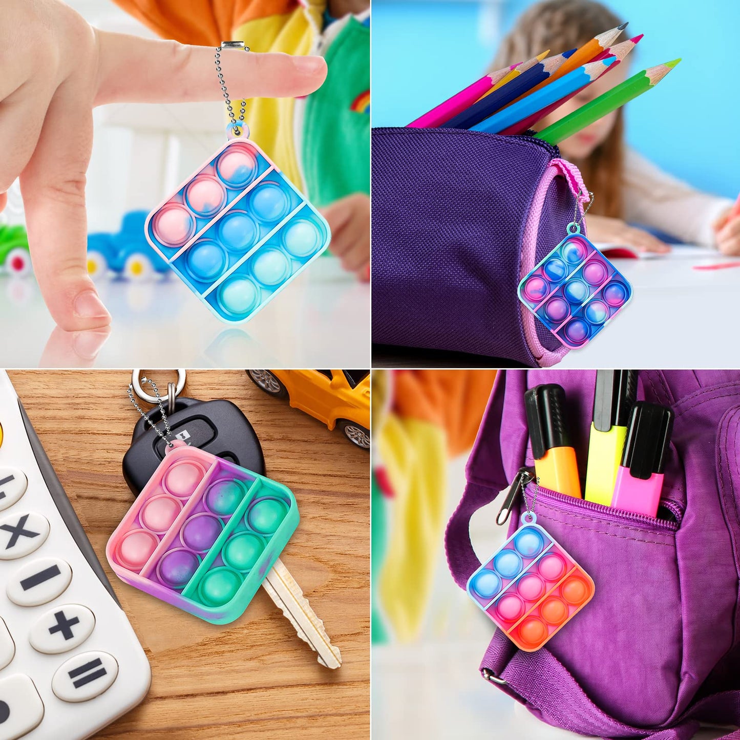 Pop Fidget Toys Bulk Its Party Favors for Kids 4-8 8-12 30 Pack Mini Pop Keychain It Small Fidgets for Classroom Prizes School End of Year Student Gifts from Teacher Birthday Goodie Bag Stuffers