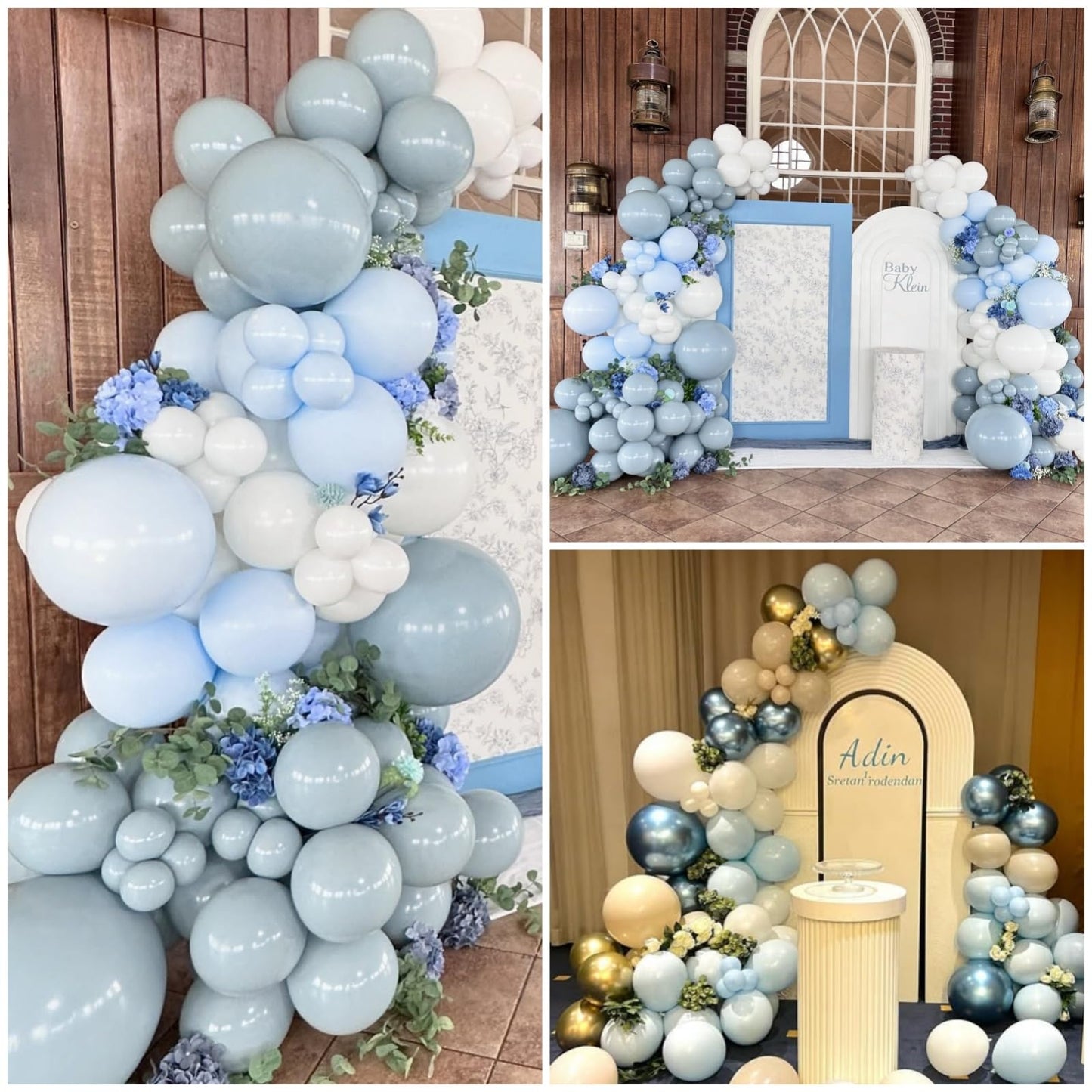 Blue White Sand Balloons Dusty Slate Fog Pastel Metallic Blue Beige Balloon 12INCH Helium Latex Balloon for Arch Kids Birthday Party Decorations Baby Boy Shower Christening Bridal Wedding Decor