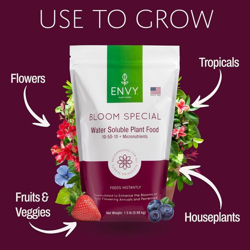 ENVI Bloom Special Plant Fertilizer - Water Soluble Formula for Flowering Plants, 1.5 lb | Pet Safe, Made in USA