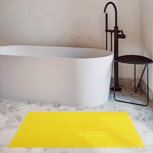 Cotton Paradise 100% Cotton Bath Mat - Non-Slip, Soft & Absorbent, Quick Dry | 20x34 Inch Yellow Rug