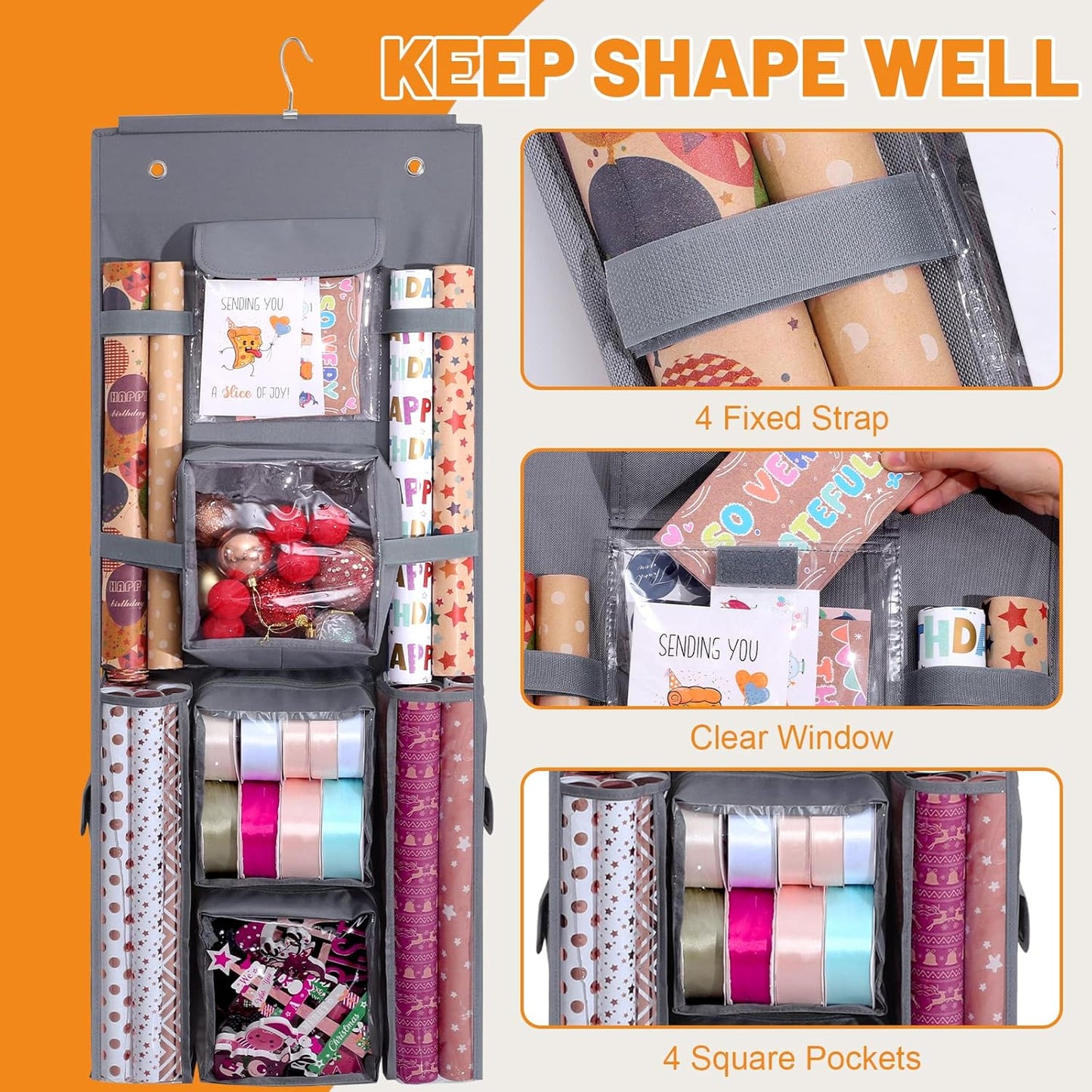 Regine Switzerland Gift Wrapping Paper Storage - Double-Sided Organizer, 40x16 Inch Heavy-Duty Oxford Bag