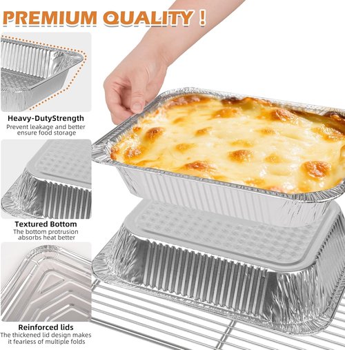 Findful Aluminum Pans | Heavy-Duty 9x13 Foil Trays for Cooking, Baking & Storing - 30 Pack, Leak-Proof & Oven-Safe