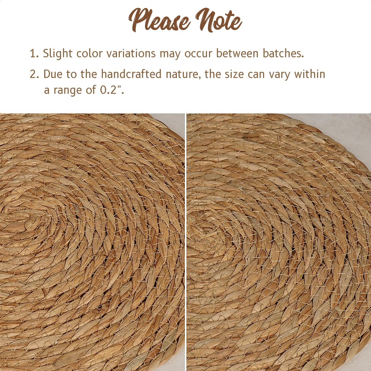 13 in Round Woven Placemats Plate Chargers Set of 10, Boho Farmhouse Rustic Woven Place Mats for Dining Table Decor, Rattan Wicker Table Mats Jute Braided Chargers for Dinner Plates