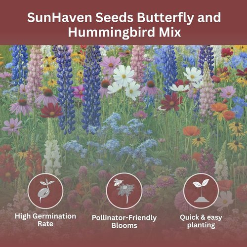 Butterfly and Hummingbird Wildflower Mix - Non-GMO Seeds | 30,000+ Seeds in 1 oz Resealable Packet