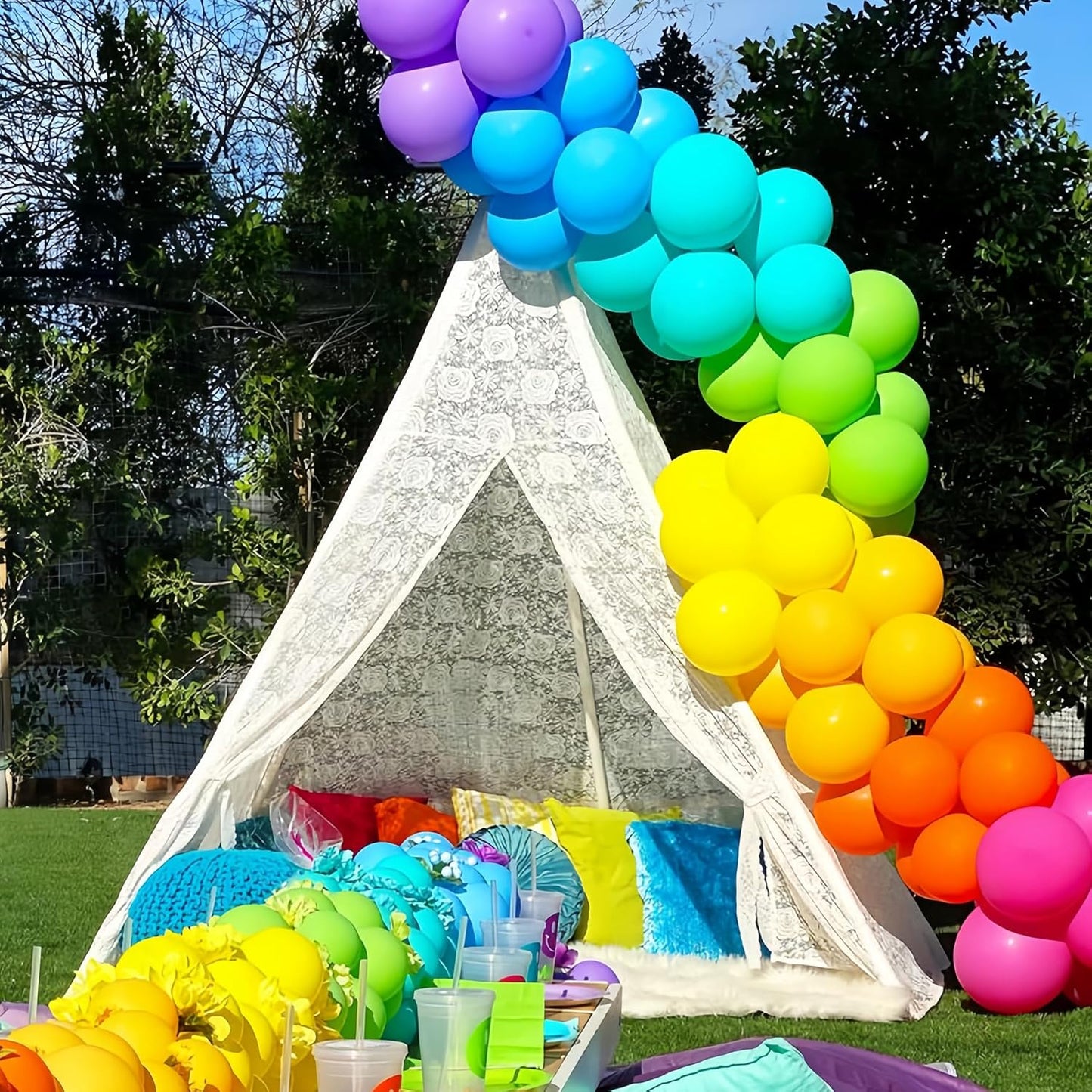 Voircoloria Rainbow Balloon Garland Kit - 98-Pack in Various Sizes for Graduation, Weddings & Parties