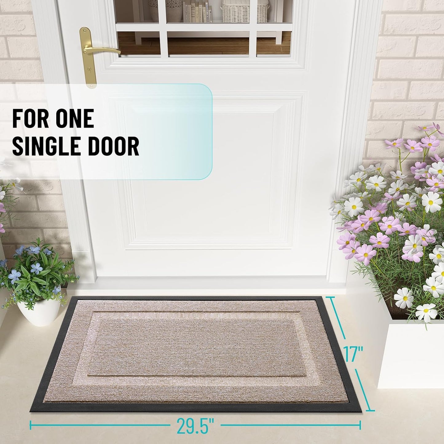 OLANLY Indoor Outdoor Front Door Mat - Waterproof All-Weather Doormat, Easy Clean, 29.5x17, Camel