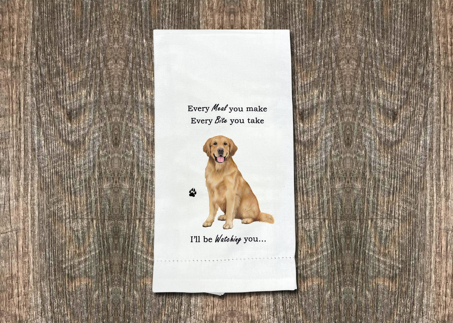 GOLDEN RETRIEVER Kitchen Towels - Soft, Highly Absorbent - GOLDEN RETRIEVER Gifts - Dish & Tea Towels - Reusable, Quick Drying - 100% Natural Cotton - For Pet Lovers