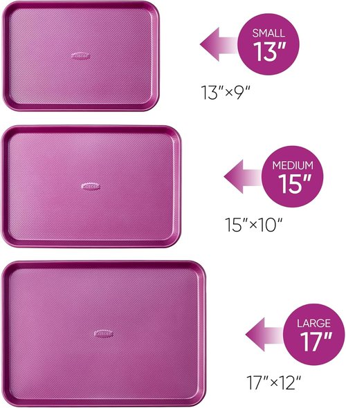 CAROTE 3-Piece Baking Pan Set - Versatile Bakeware with 13", 15", & 17" Cookie Sheets in Royal Violet