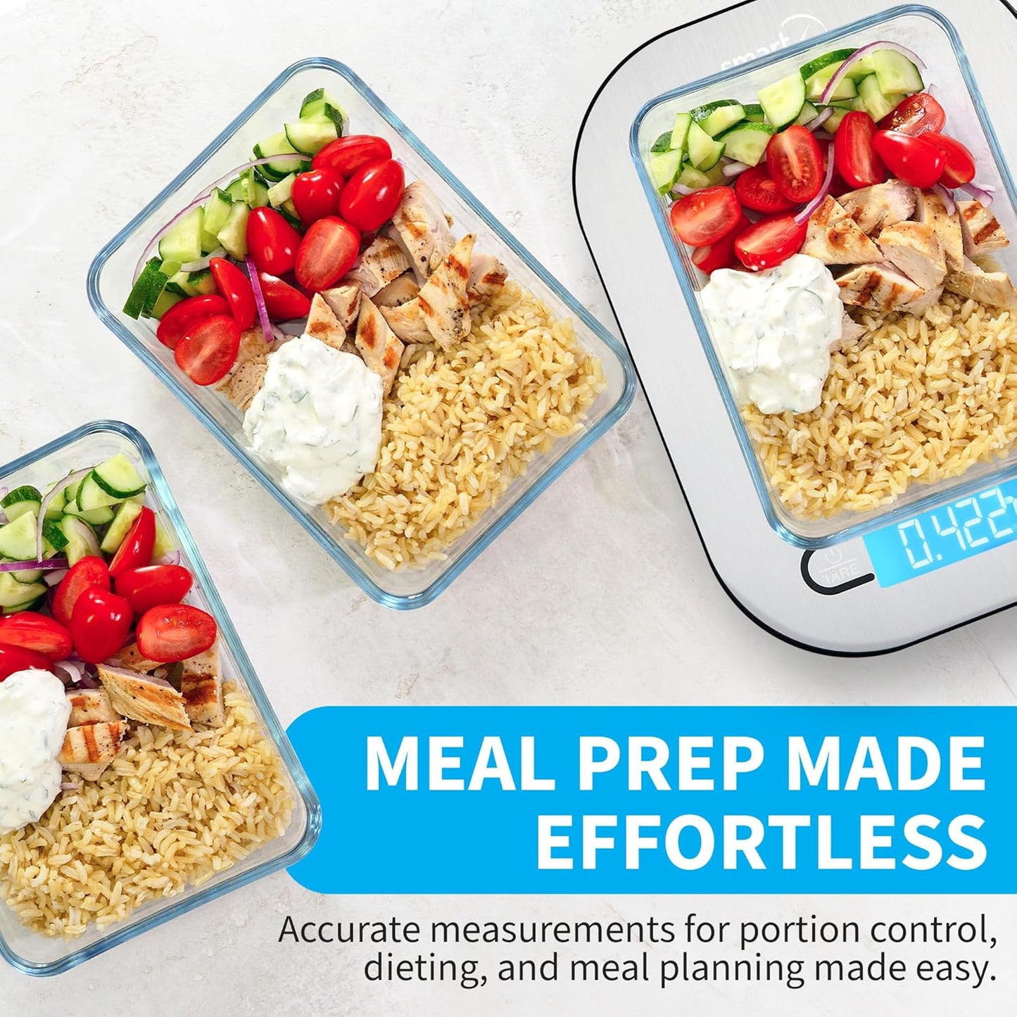 Smart Weigh Stainless Steel Digital Kitchen Scale - Accurate Cooking & Baking Measurements in Grams and Ounces