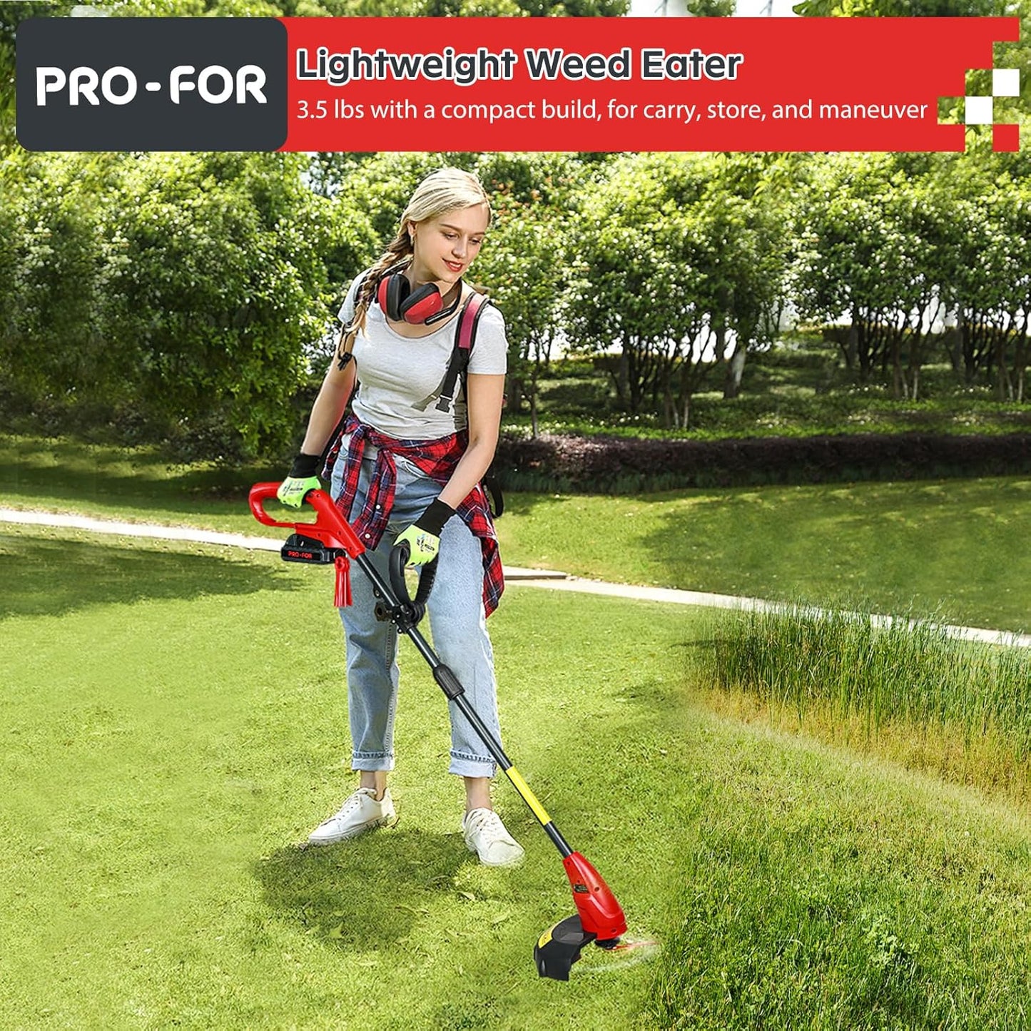 20V Lightweight Stringless Grass Trimmer - Cordless Electric Weed Eater with Battery & Charger
