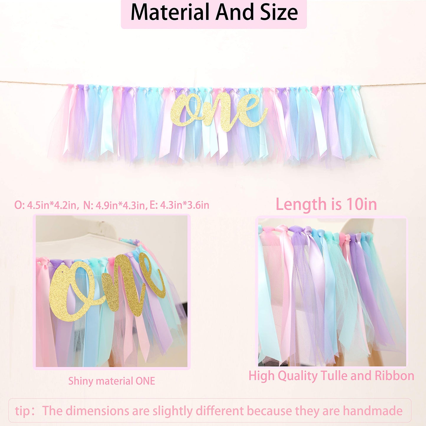 WAOUH Baby Girl Banner for 1st Birthday - Highchair Banner for First Birthday Decoration, Cake Smash Photo Prop, Tulle Garland Banner (light Aqua and Light Blue)