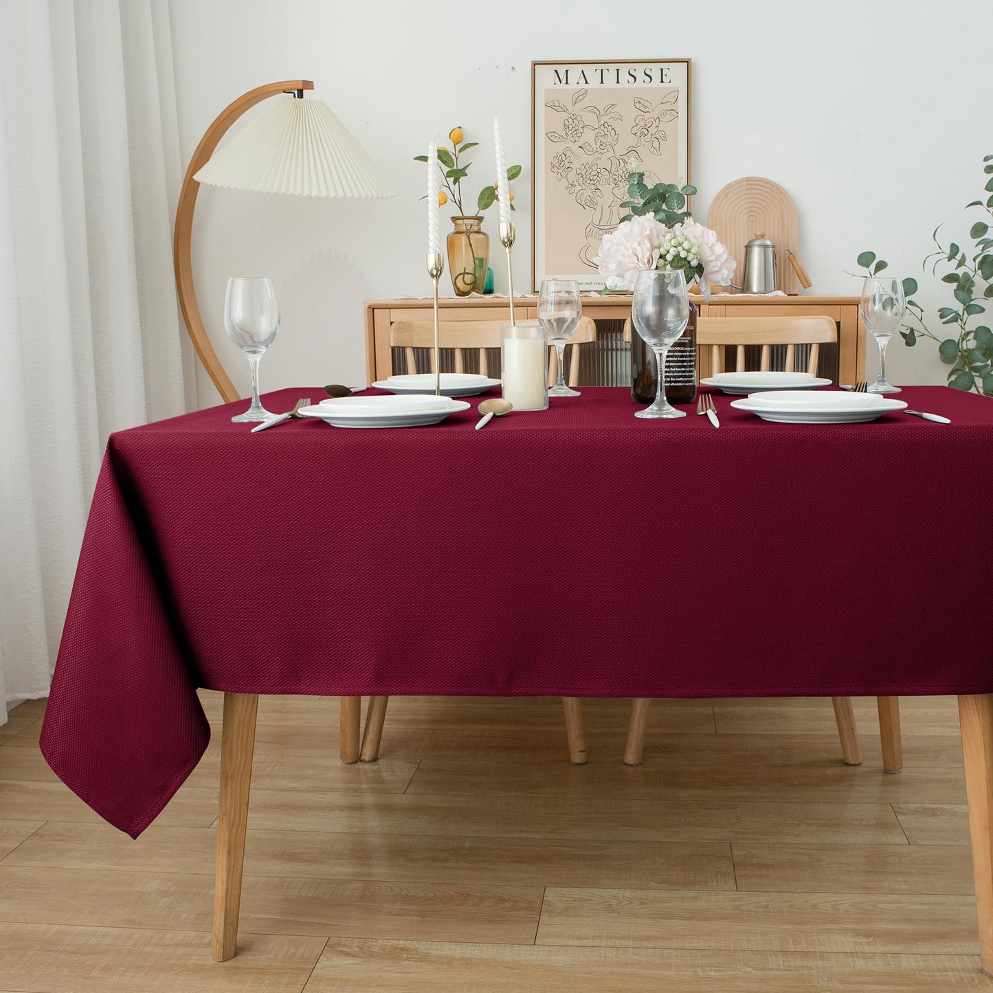 Biscaynebay Textured Fabric Tablecloths 90x156 Inches Rectangular, Silver Grey Water Resistant Spill Proof Tablecloths for Dining, Kitchen, Wedding and Parties, Machine Washable
