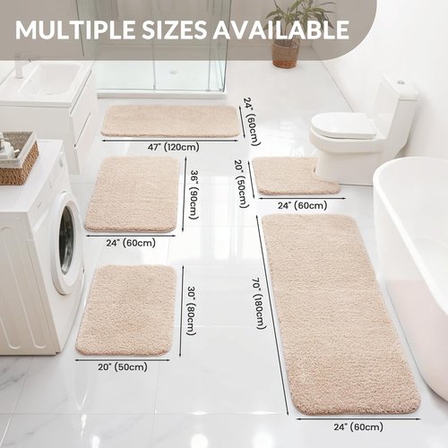 Exclusivo Mezcla Bathroom Rugs - Extra Soft Non-Slip Microfiber Mat 17x24 | Quick Dry, Solid Camel