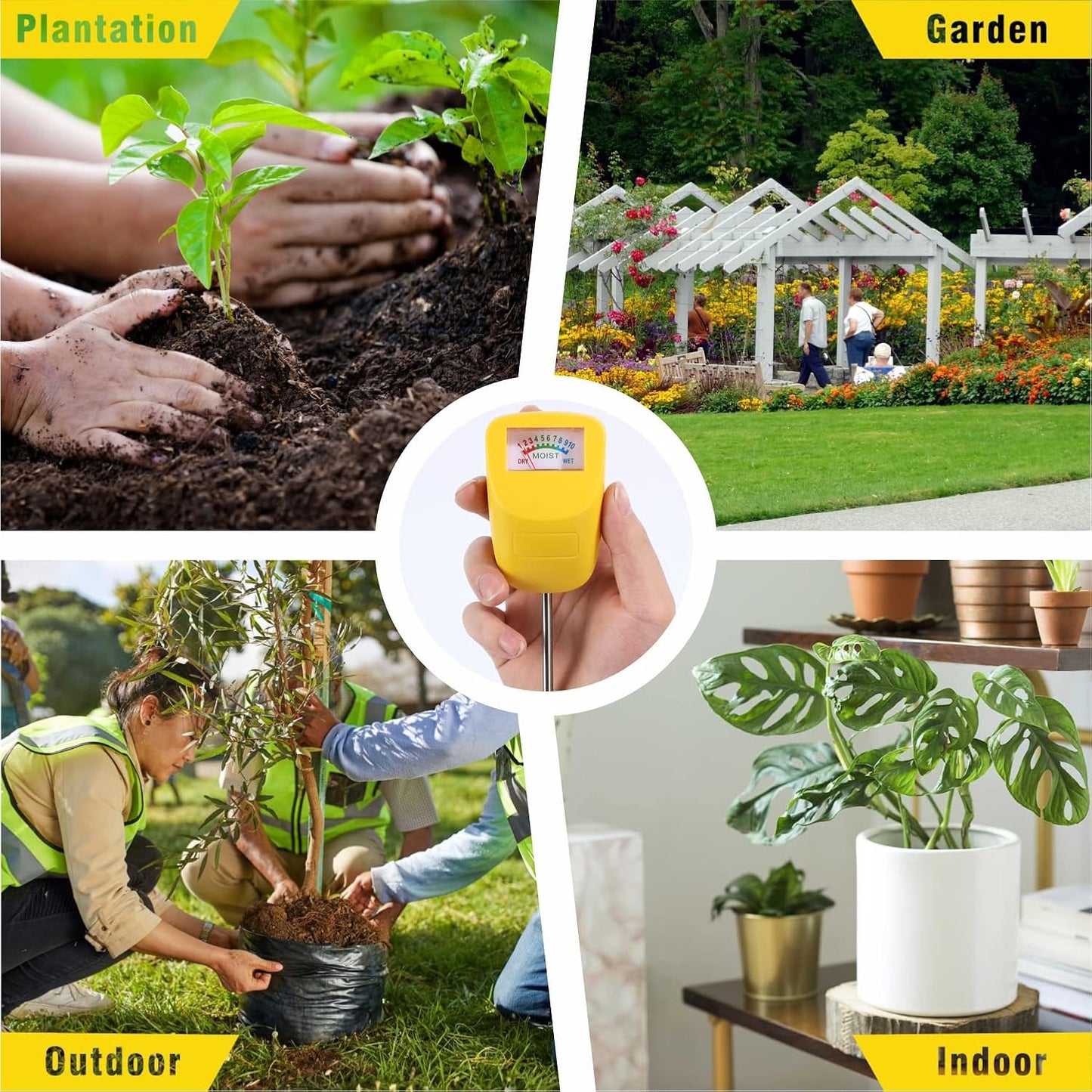 Skiennix Soil Moisture Meter - Long Stem Plant Hygrometer for Garden & Lawn | 2 Pack