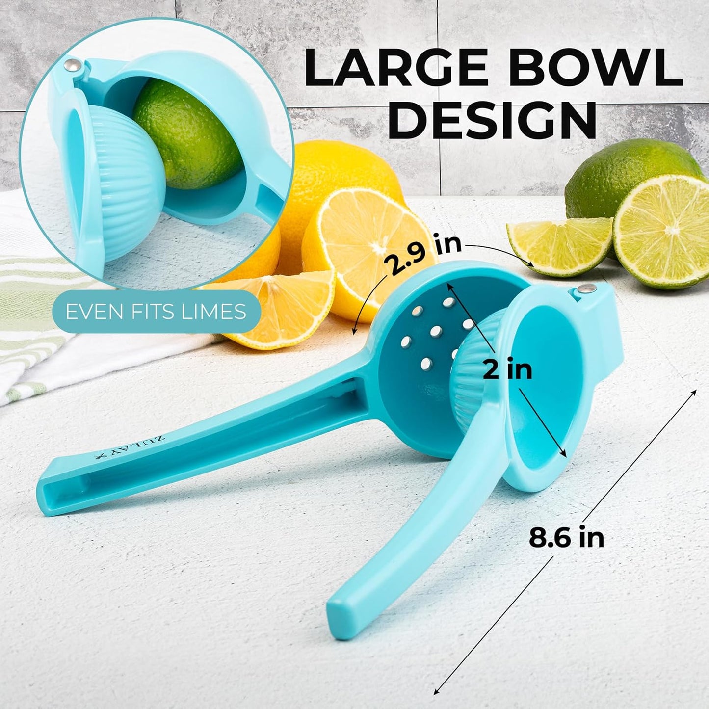 Zulay Premium Quality Lemon Squeezer - Manual Citrus Juicer for Maximum Juice Extraction | Light Blue