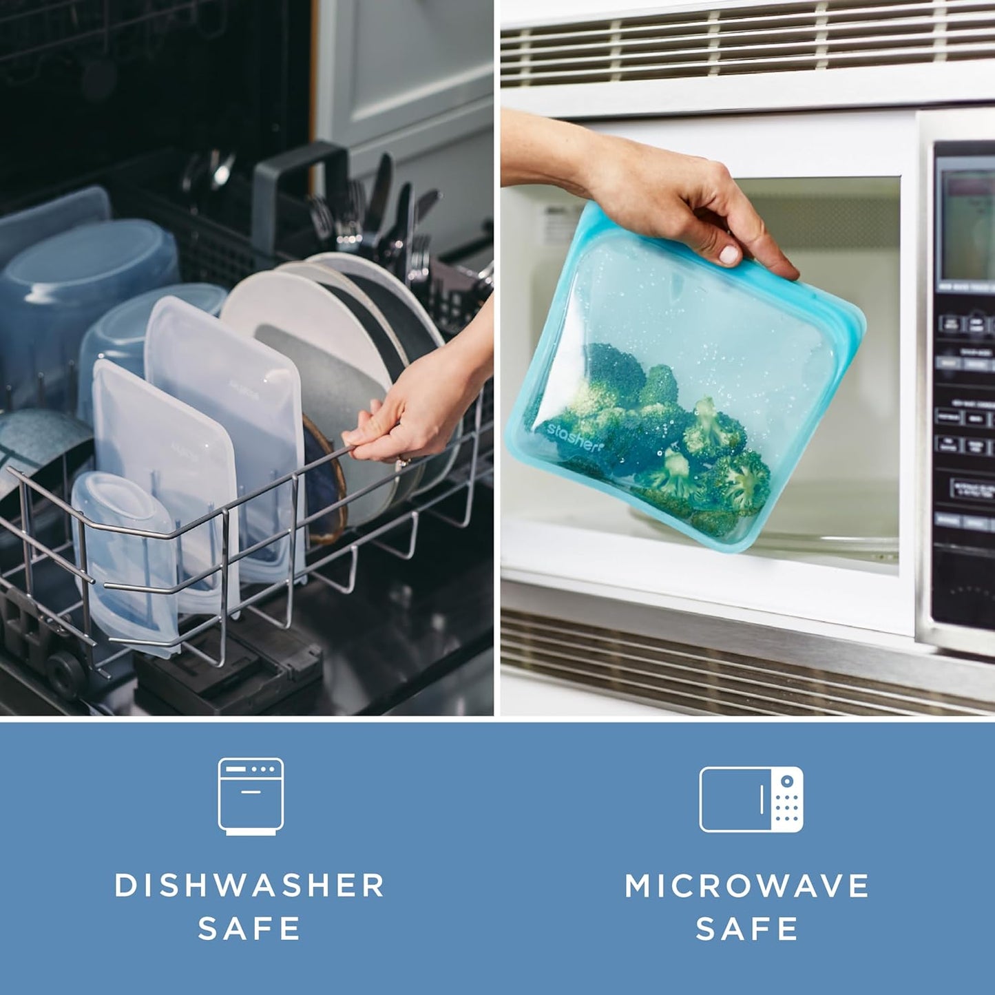 Stasher Silicone Reusable Storage Bag - Stand-Up Mega Bag, Eco-Friendly 104 oz Clear Food Storage Solution | Microwave & Oven Safe