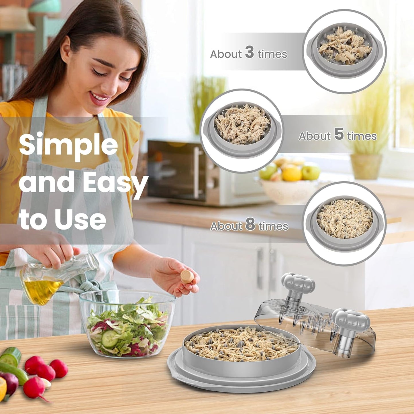 Pro Meat Shredder Tool by Chicken Shredder - Ergonomic 10'' Chicken Breast Grinder, BPA Free, Grey