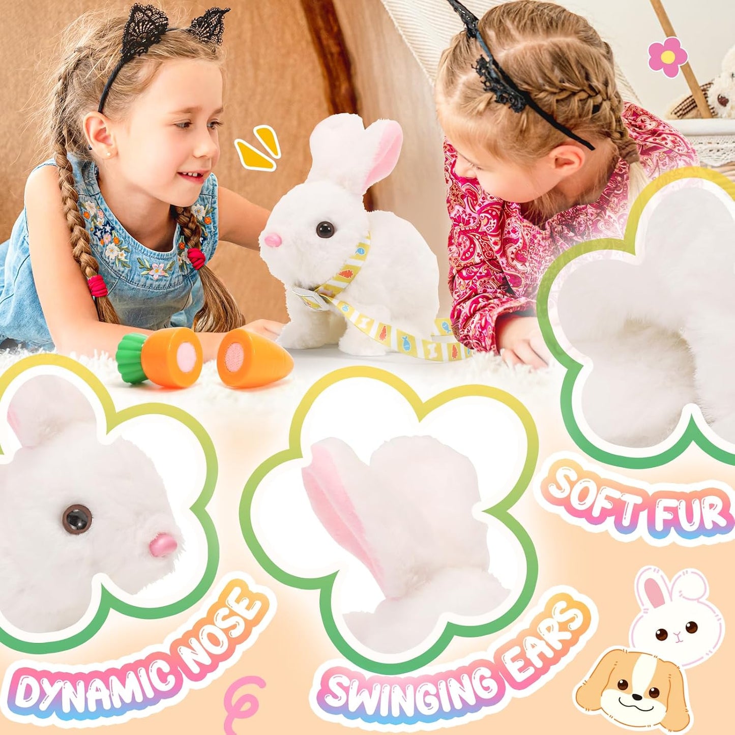 Tagitary Easter Plush Bunny Toy - Interactive Rabbit with Sounds & Wiggling Ears | Perfect for Kids' Easter Baskets