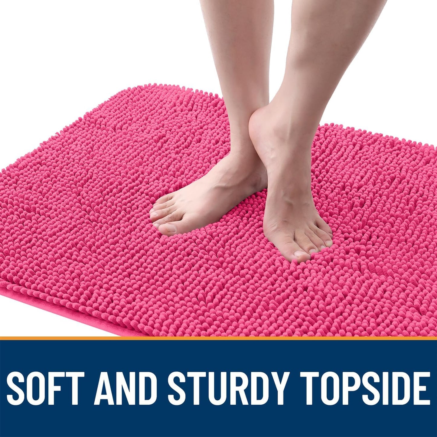 OLANLY Dog Door Mat - Absorbent Non-Slip Washable Doormat for Muddy Paws | 34x21 Hot Pink