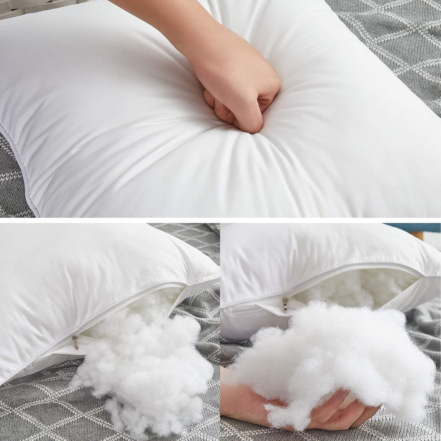 Oubonun Pillow Inserts - 18"x18" Set of 2 with 100% Cotton Cover - Decorative Throw Pillows for Sofa - White