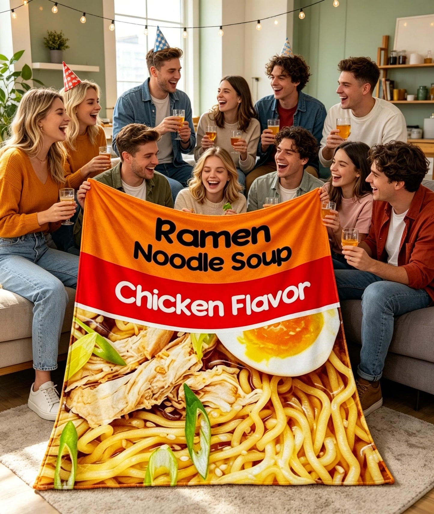 Sofevaim Ramen Blanket 50x60 Inch, Funny Food Blanket Flannel Throw, Soft Ramen Noodle Blanket for Kids Teens and Ramen Lovers, Cozy Gift for Bedroom Sofa Travel Nap