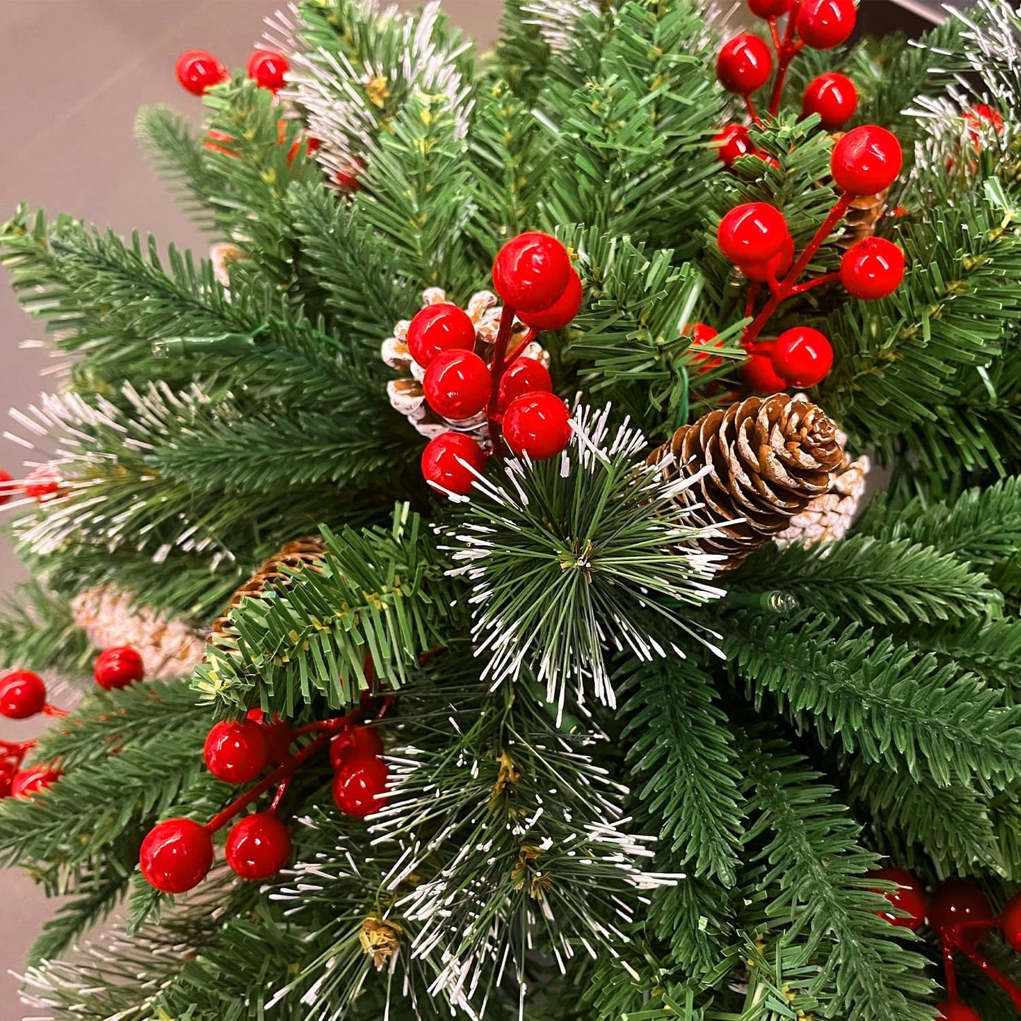 Juegoal Pre-Lit Christmas Tree Urn Filler - Lighted Artificial Pine Trees with 8 Modes & Timer | Battery Powered Outdoor Holiday Decor