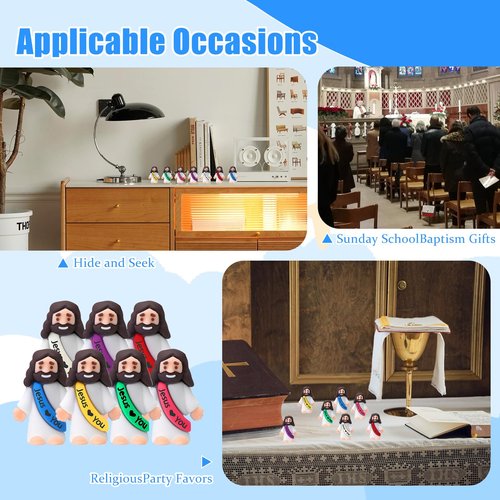 DJBVHSF 40Pcs Little Jesus Figures, Baby Jesus Figure Mini, Tiny Mini Jesus Loves You Figures Statues for Religious Party Favors Sunday School, Christian Gifts Decor for Church, Baptism Gifts