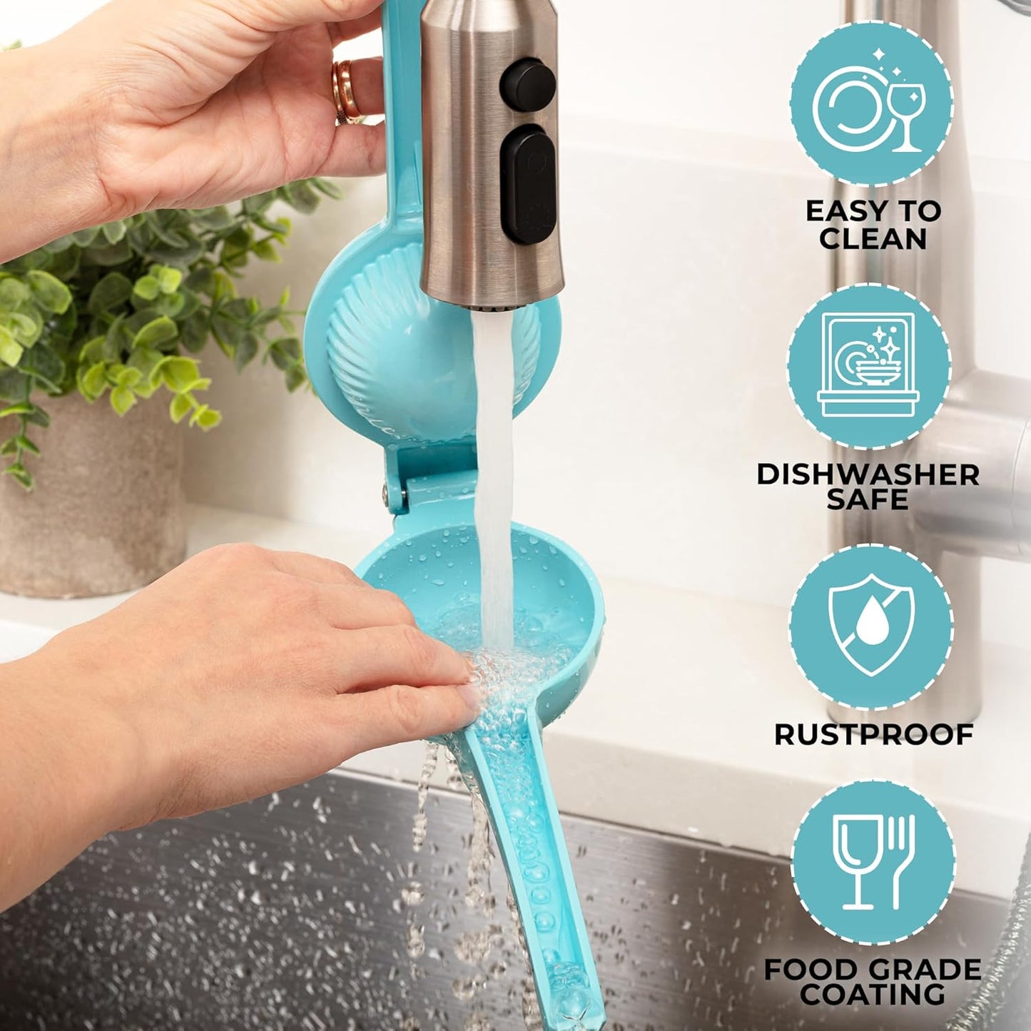 Zulay Premium Quality Lemon Squeezer - Manual Citrus Juicer for Maximum Juice Extraction | Light Blue