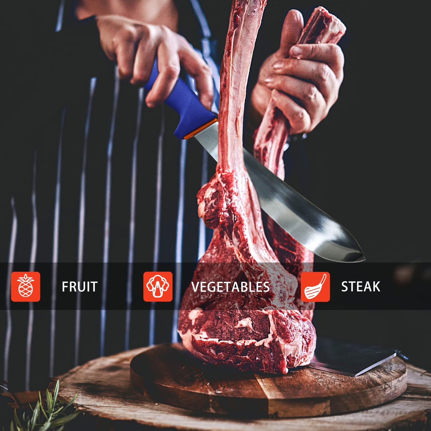 BOLEXINO 8 inch Professional Butcher Meat Knife W/Non-Slip Softgrip, Commerical-Grade Butcher Tool For Meat Cutting Trimming Deboning, Ideal For Butcher, Home Kitchen, X50CrMoV15 Stainless Steel