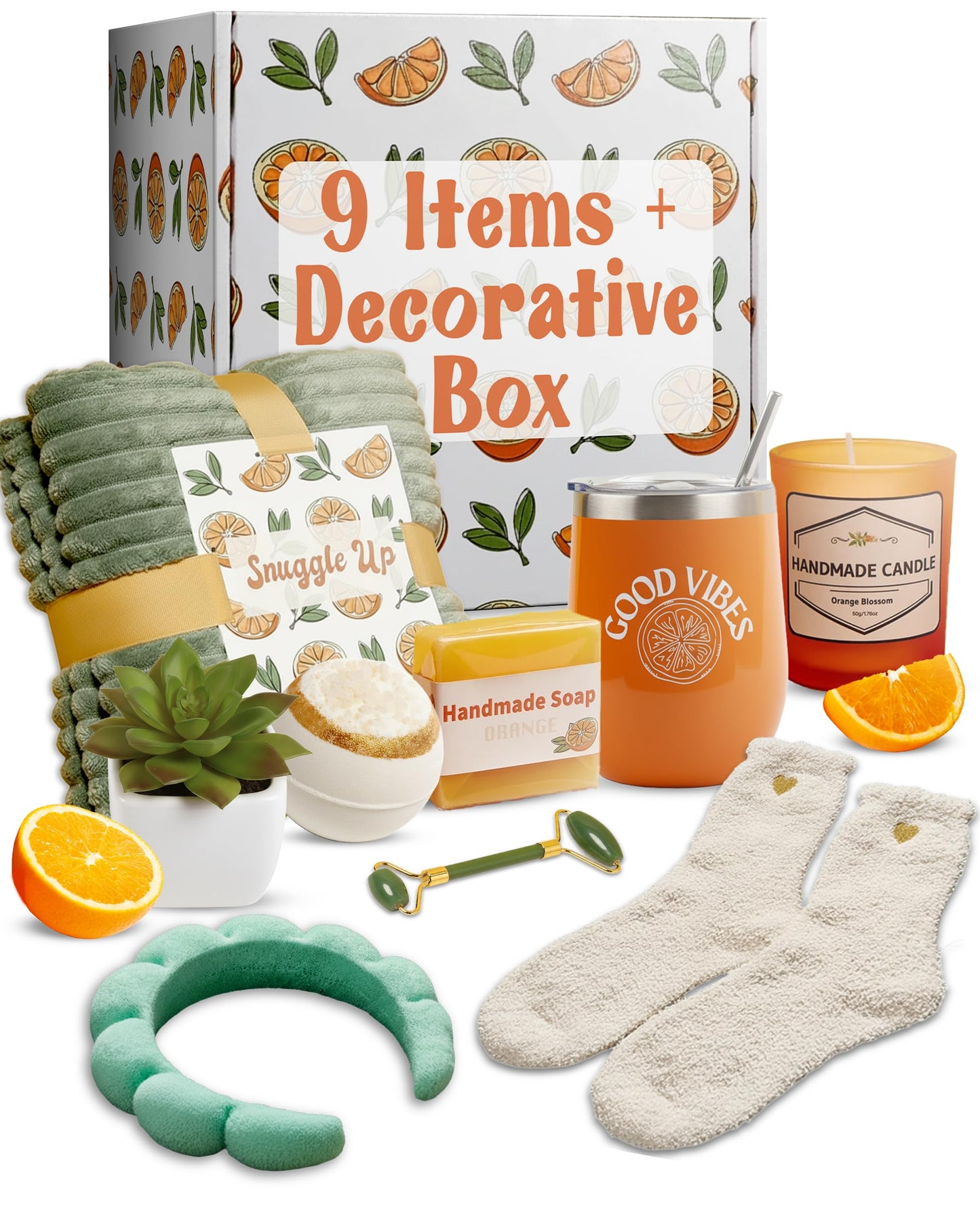Get Well Soon Gift Baskets for Women – Self Care Spa, Care Package with Blanket, Relaxing Collection, Cozy Kit, Birthday Present for Women, Thinking Of You Best Friend Box, Bath Essentials, 9pcs Set