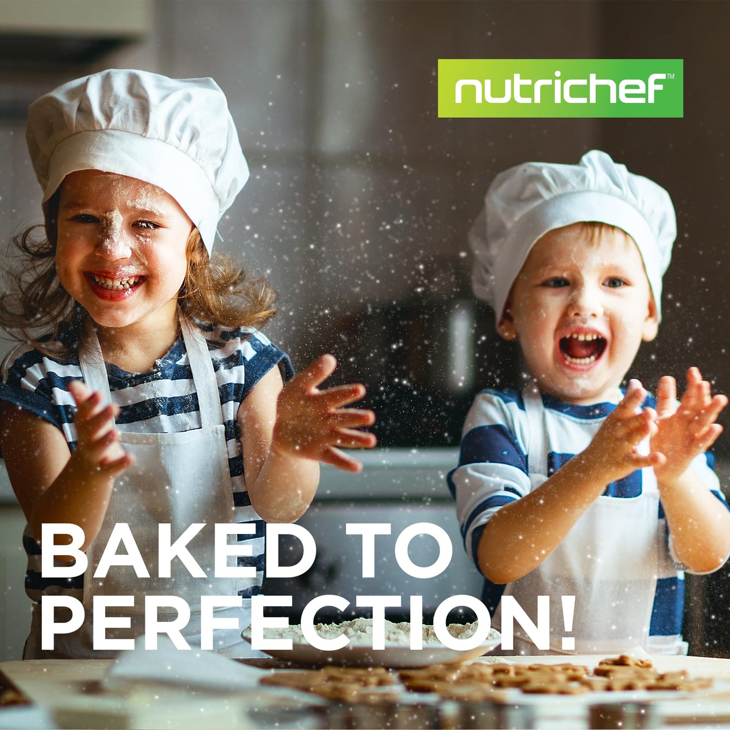 NutriChef Nonstick Baking Pans Set – Premium Cookie Sheets for Baking, Carbon Steel Stackable Baking Trays with Red Silicone Handles, Oven Safe Pans for Cookies, and Cakes, Dishwasher Safe (6 Pack)