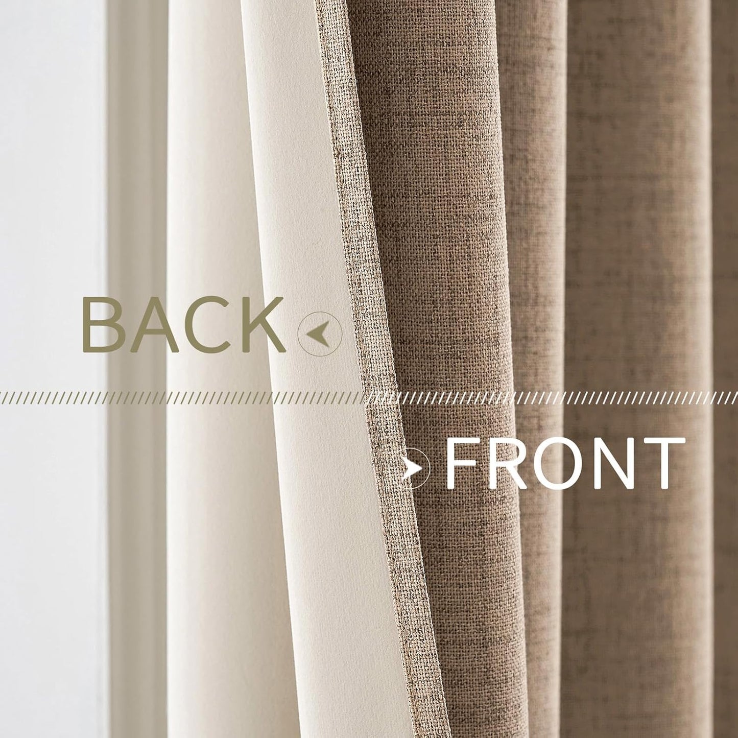 MIULEE 100% Blackout Curtains - Thermal Insulated Linen Textured Drapes in Copper Brown | 52 x 45 Inch (2 Panels)