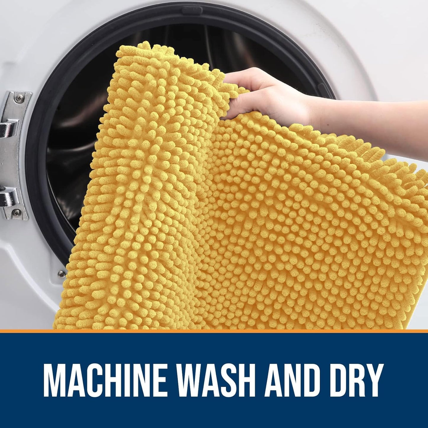 OLANLY Dog Door Mat - Absorbent Non-Slip Washable Chenille Mat for Muddy Paws | 47x32 Yellow