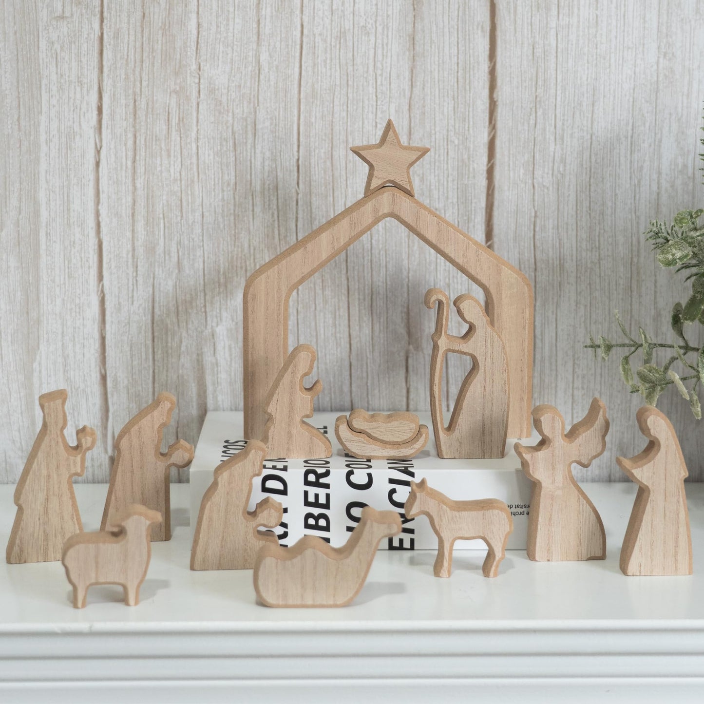 NEROSUN Empty Tomb Easter Scene and Cross Decoration, Ceramic Resurrection Scene Cross Jesus Tomb Decor, Christmas Decoration Jesus Nativity Scene for Religious Home Office Tabletop Christian Gifts